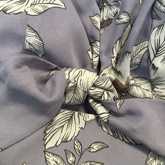 Gianni Bini Small Periwinkle Floral Ruffle Hem Tie Front Dress Sleeveless - Picture 12 of 15